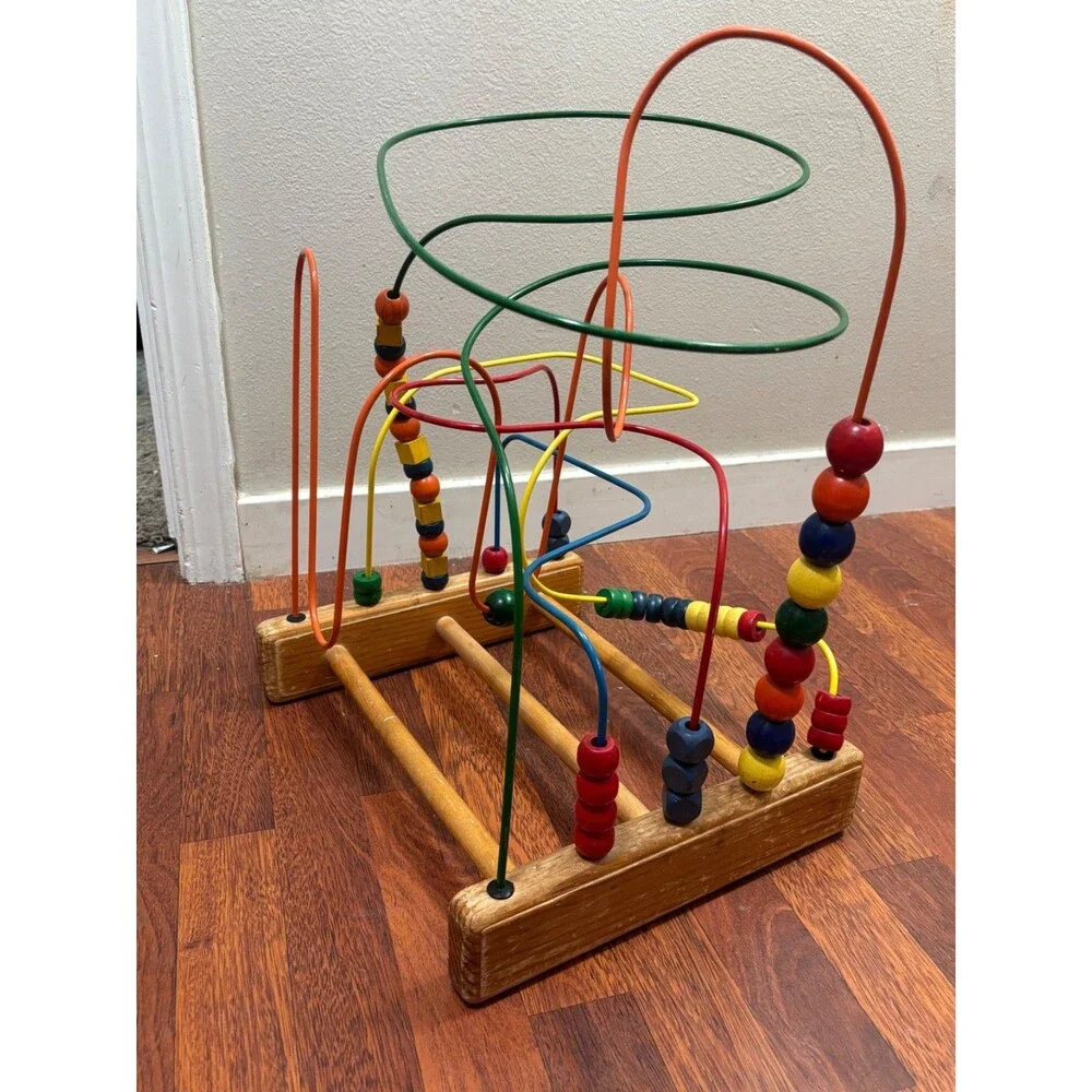 Vintage Anatex Rollercoaster Bead Maze Metal Wood Kids Educational Toy